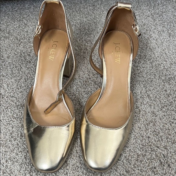 J. Crew Metallic Gold Heels - Picture 1 of 5